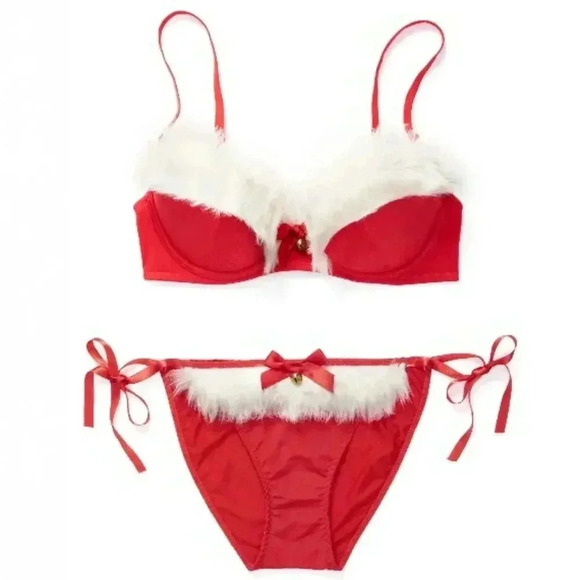 😍 NWT 😍 Adore Me Claussa Push Up Bra w/ Free Panty, Red/White, Size 32DDD - Picture 1 of 16